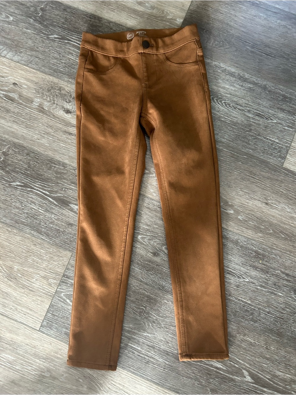 Girls's Faux Suede leggings in Warm Brown